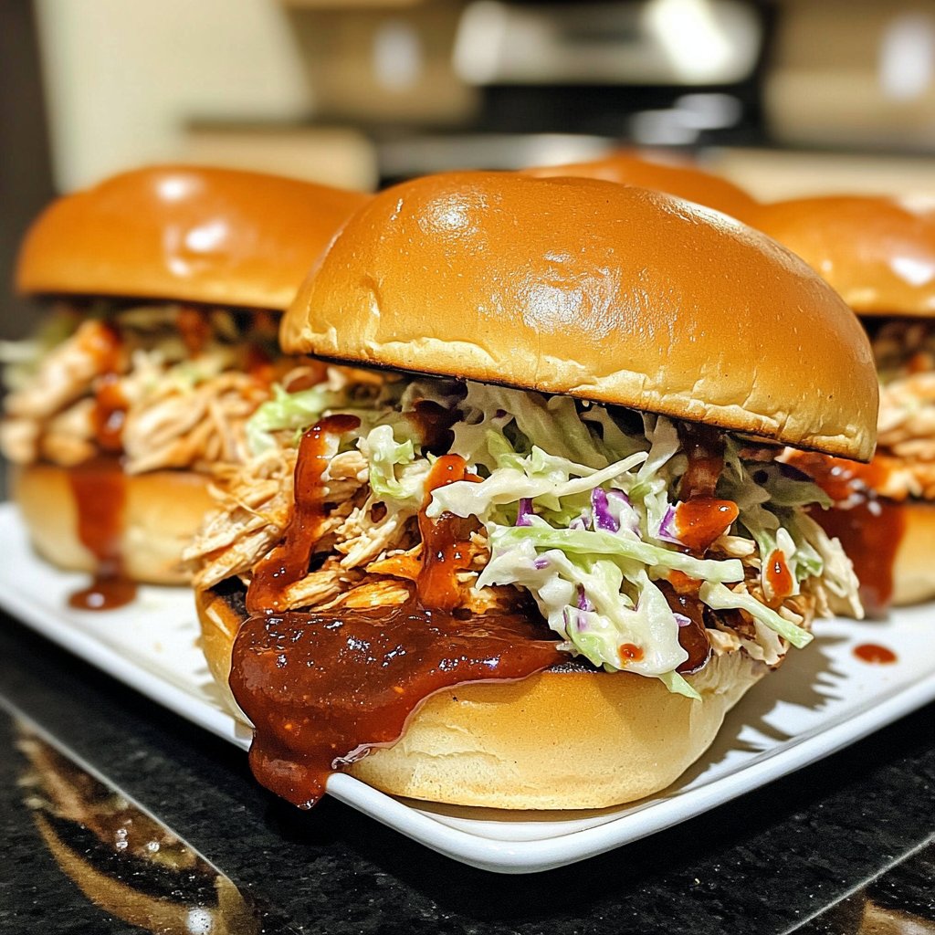Spicy Crockpot BBQ Chicken Sandwiches