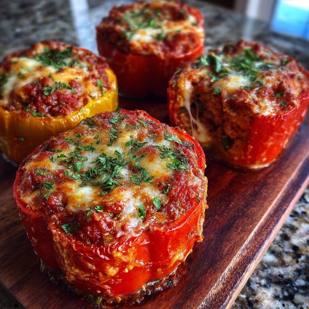 Ground Beef And Cheese Stuffed Peppers