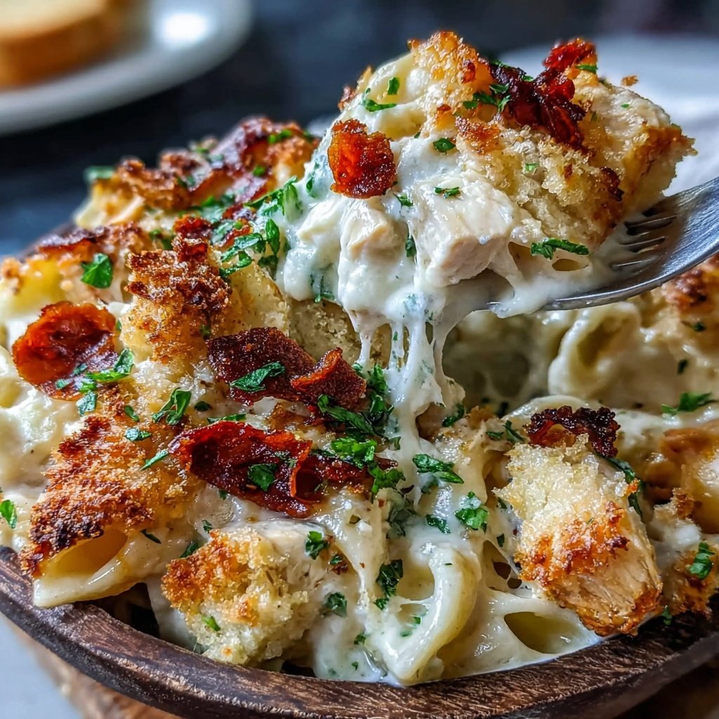 Creamy Garlic Chicken Pasta Bake
