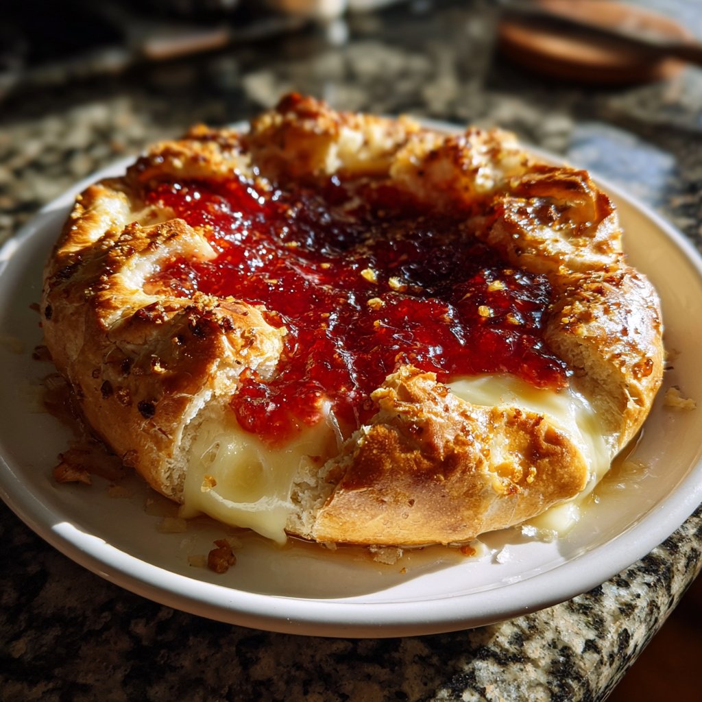 Baked Brie with Strawberry Preserves