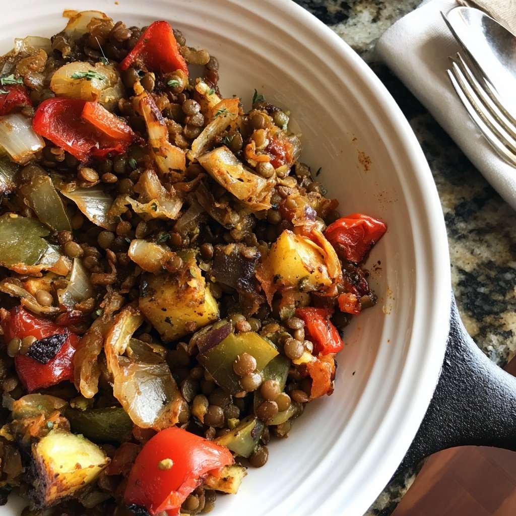 Roasted Veggie Lentil Skillet